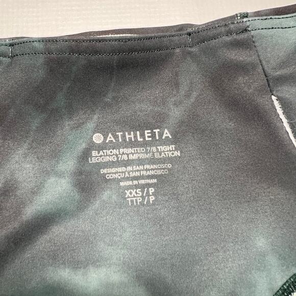 Athleta Elation Printed 7/8 Tight SIZE XXS Marine Green Tie Dye Leggings - Picture 4 of 10